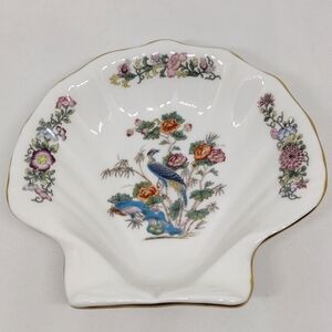 Vtg. Wedgwood Bone China Clam Shell Discontinued Kutani‎ Crane Trinket Soap Dish